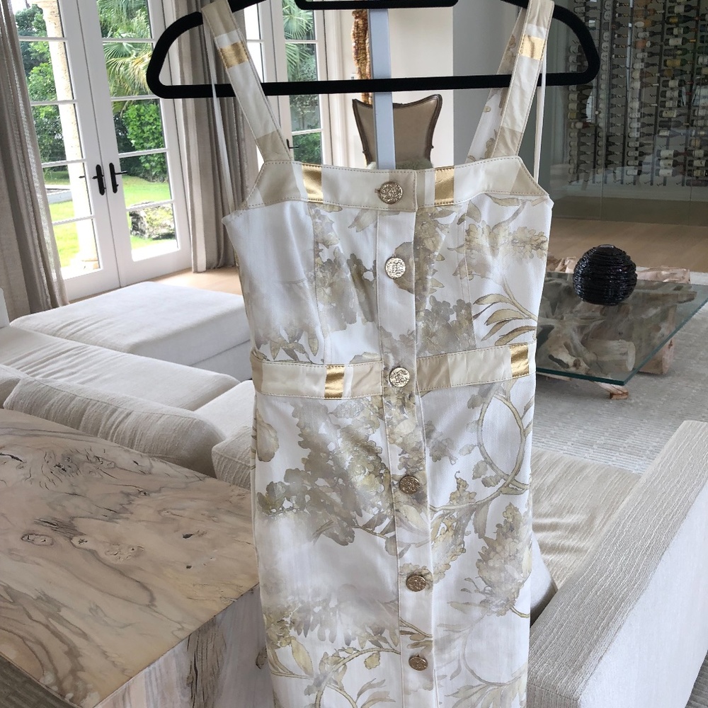 Chanel floral and gold dress